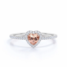 1.50 ct Heart Morganite Halo Engagement Ring Brilliant Item Innovative concept