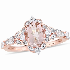 1.50 ct Morganite Vintage Art Deco Halo Engagement Ring Artistic Shape