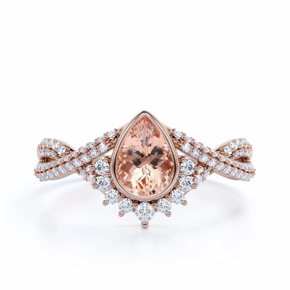 1.50 ct Pear Morganite Infinity Engagement Ring Matching accessory Graceful Appearance