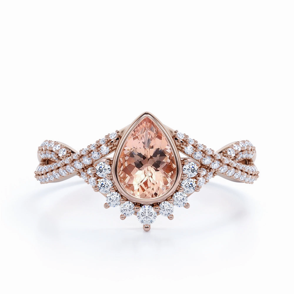 Affordable Product Lightweight Art 1.50 ct Pear Morganite Infinity Engagement Ring