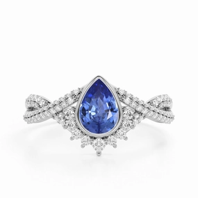 1.5 Ct Pear Cut Lab Sapphire Infinity Engagement Ring Gift For Her Collector's Piece