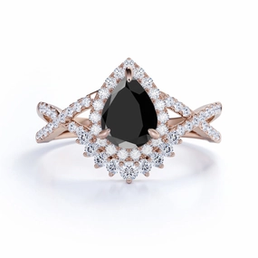 Worldly Charm 1.75 ct Pear Lab Black Diamond Infinity Engagement Ring