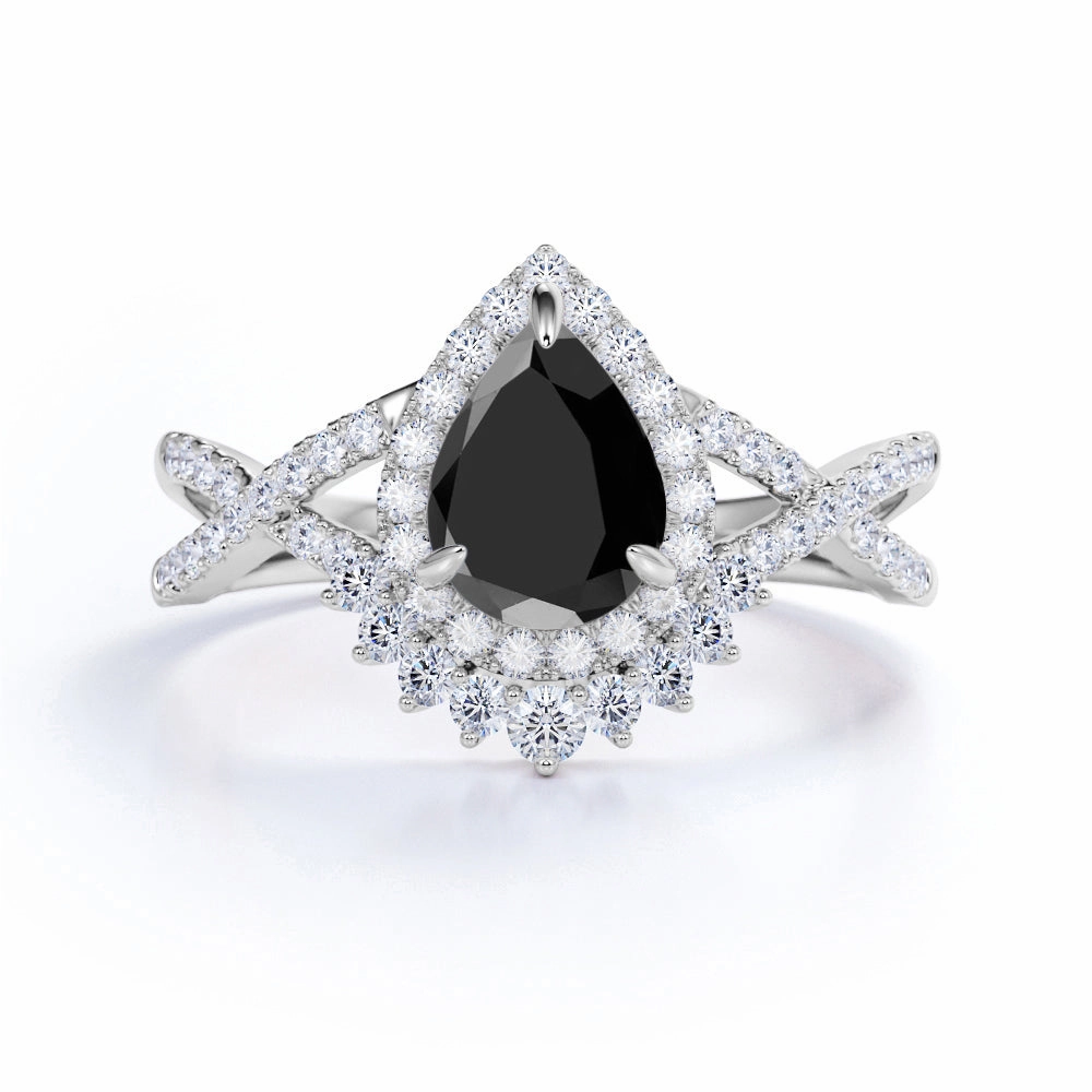 1.75 ct Pear Lab Black Diamond Infinity Engagement Ring Luxury Article