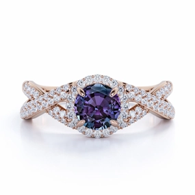 1.75 Ct Round Cut Lab Alexandrite Twisted Engagement Ring Accessory Product