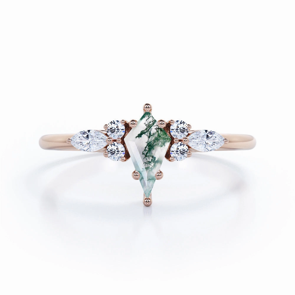 1 Carat Kite Green Moss Agate Seven Stone Ring Luxury Keepsake Eternal Adornment