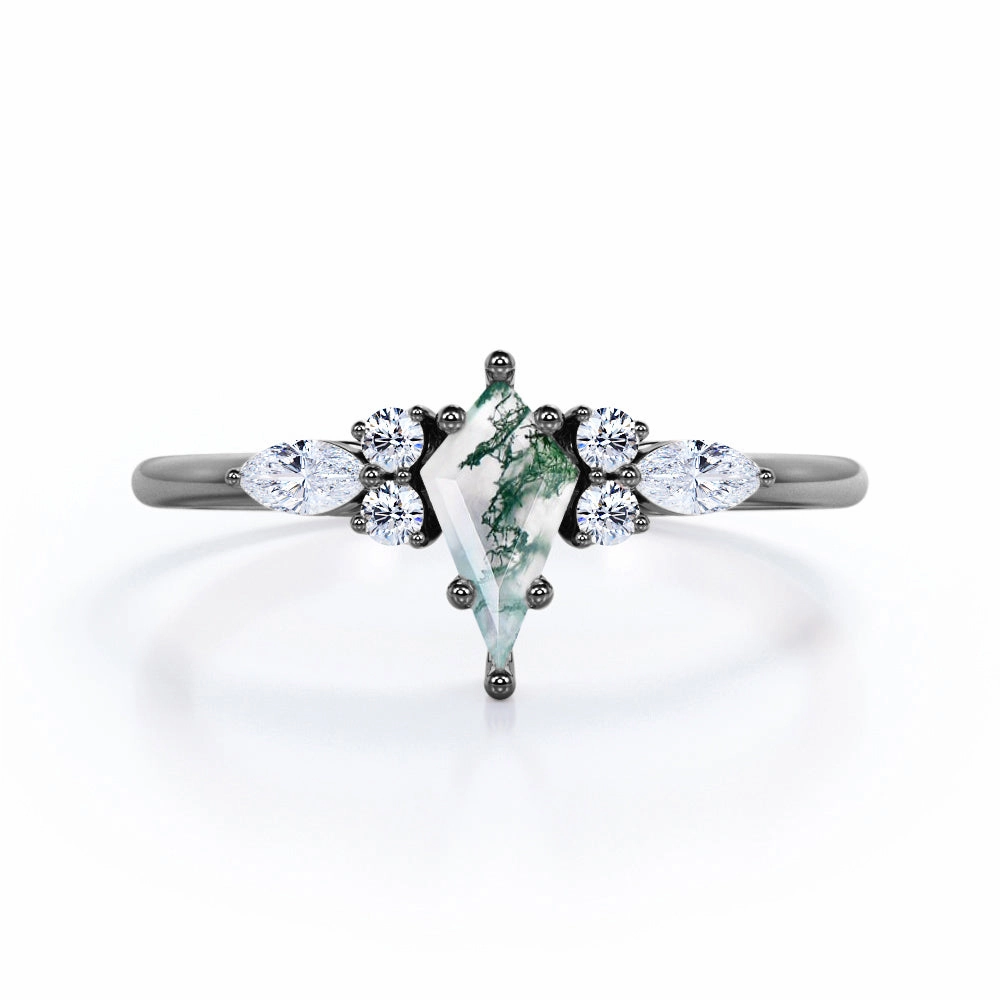 1 Carat Kite Green Moss Agate Seven Stone Ring Refined Harmony