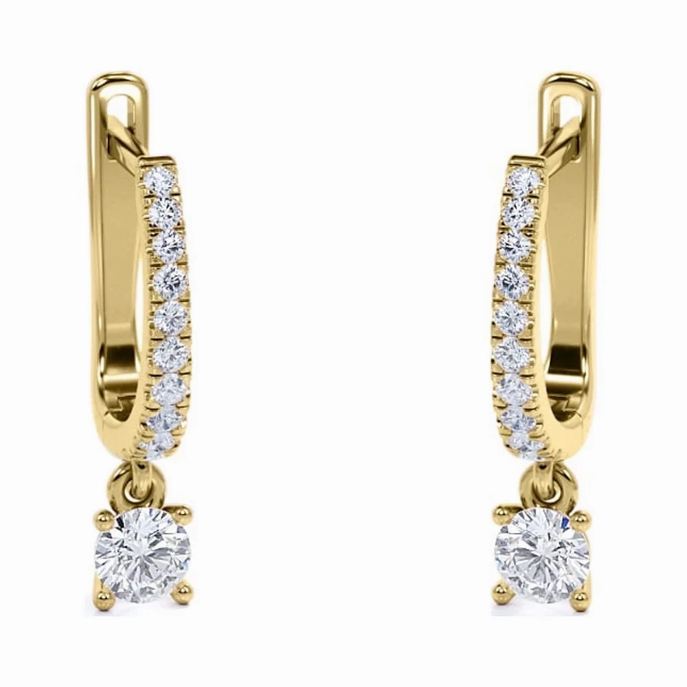 1 Carat Round Brilliant Cut Diamond and Moissanite - 4 Prong Pave Set Huggie Hoop Earrings - 18K Rose Gold Plating over Silver Unique Element Creative Decoration