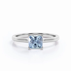 1 ct Cushion Aquamarine  Solitaire Engagement Ring Chic Ornament