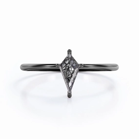 Chic Set Personal Craft 1 ct Kite Shaped Black Rutilated Quartz Solitaire Engagement Ring