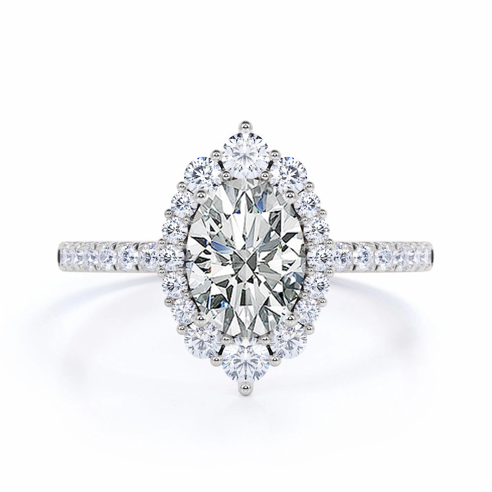 Evolutionary Trend 1 Ct Oval Cut Diamond Halo Engagement Ring