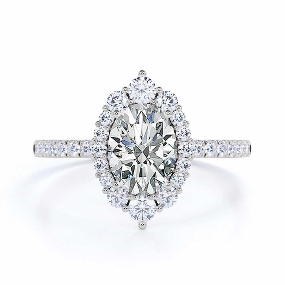 Analog Style Value Expression 1 Ct Oval Cut Diamond Halo Engagement Ring
