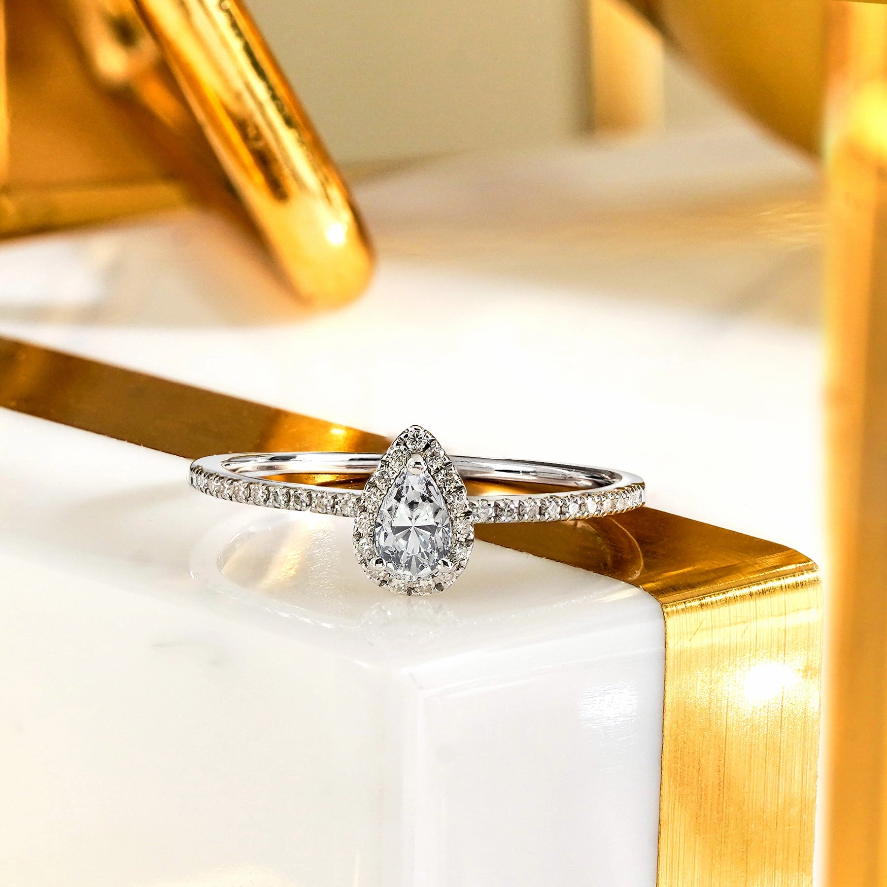 Custom Measurement 1 Ct Pear Cut Diamond Vintage Engagement Ring