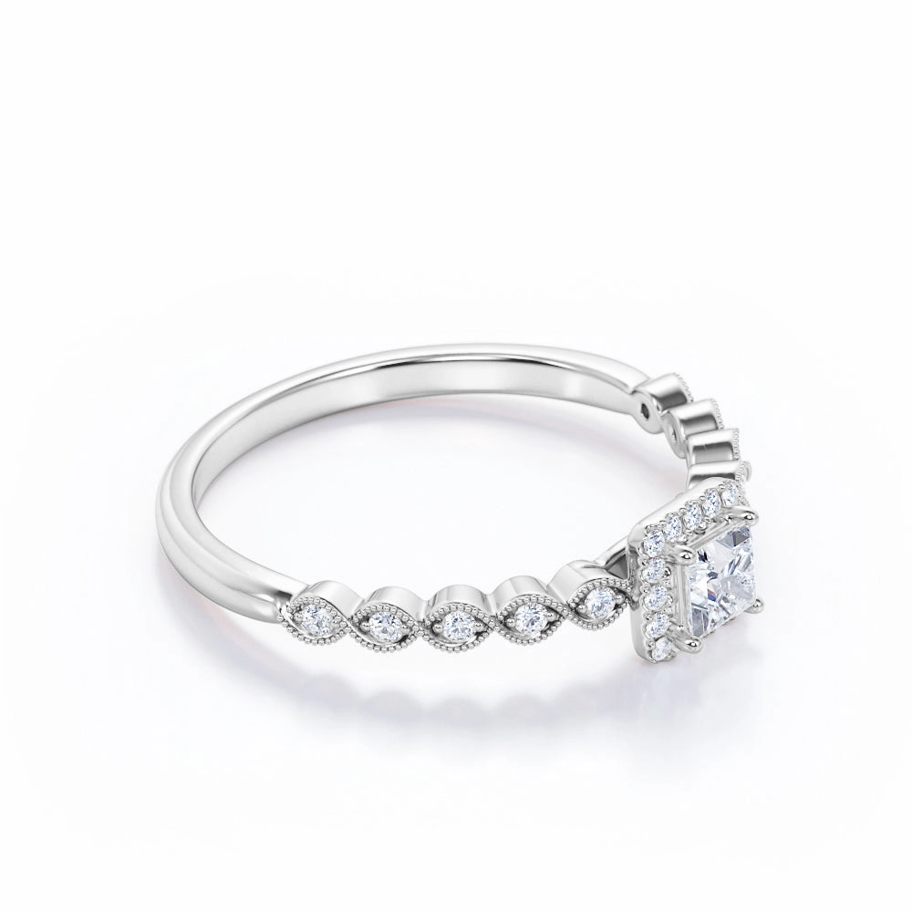 1 Ct Princess Cut Diamond Art Deco Engagement Ring Luxurious Look