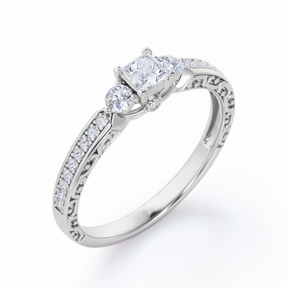 Quality Statement 1 Ct Princess Cut Diamond Channel Engagement Ring