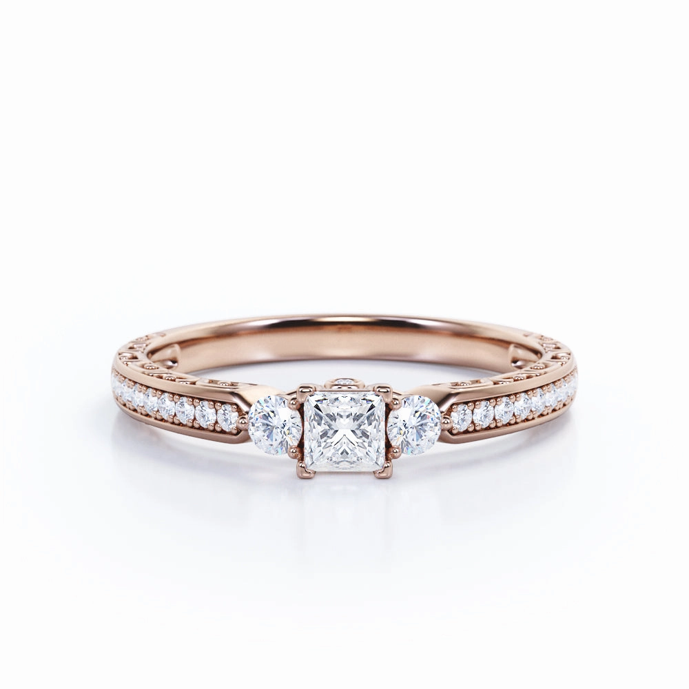 1 Ct Princess Cut Diamond Channel Engagement Ring Artisan Decoration Hypoallergenic Craft