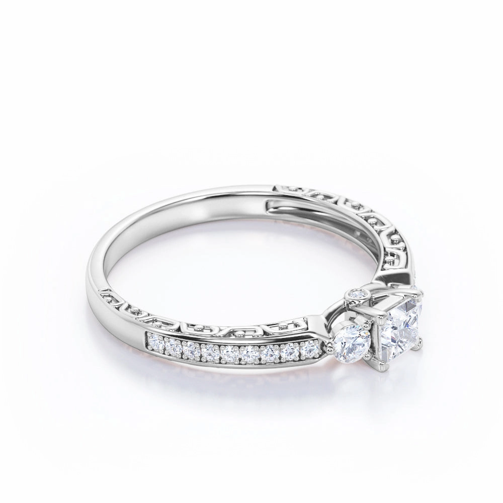 Handcrafted Design Quick Gift 1 Ct Princess Cut Diamond Channel Engagement Ring