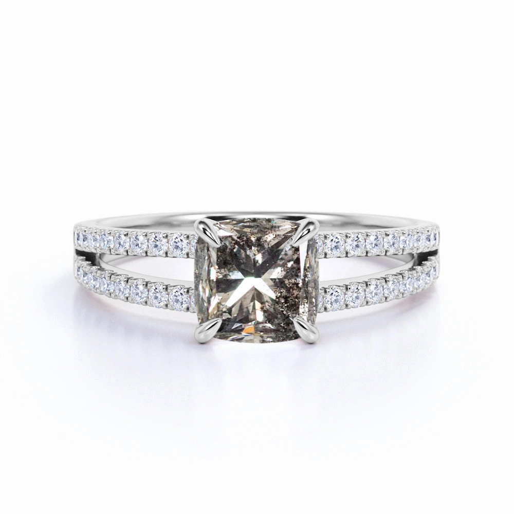 1 Ct Princess Cut Salt and Pepper Diamond Split Shank Engagement Ring Versatile Fit Fashionable Gift