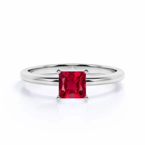 Sweet Present Minimalist Memento 1 ct Princess Lab-Created Ruby Solitaire Engagement Ring