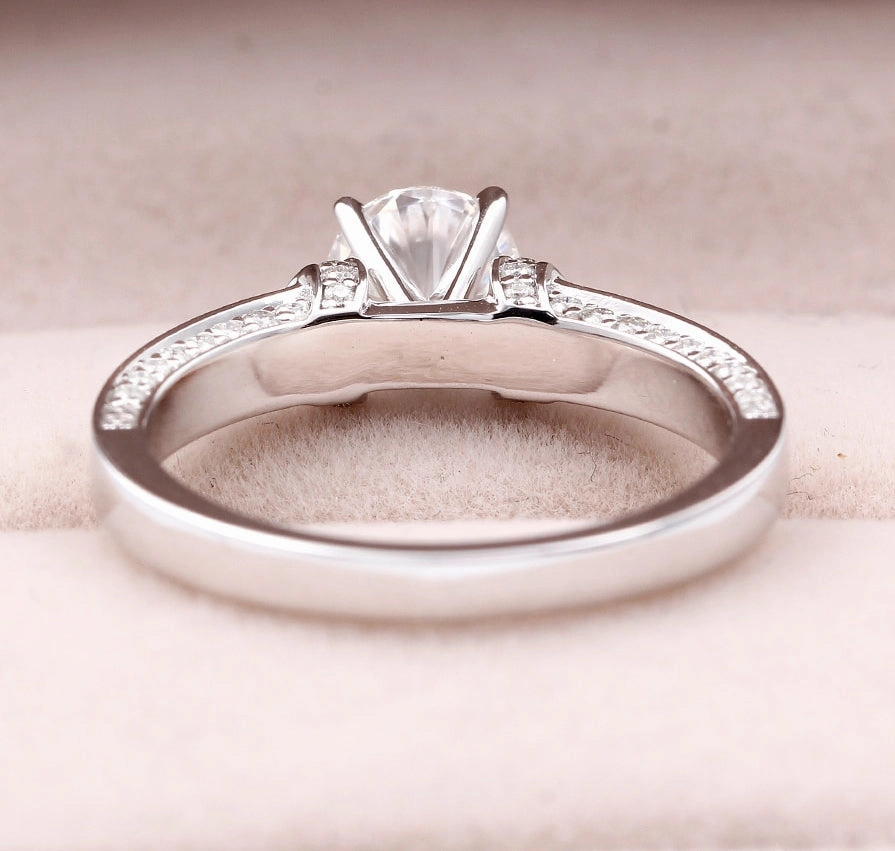 1 Ct Round Cut Diamond Channel Engagement Ring Refined Look