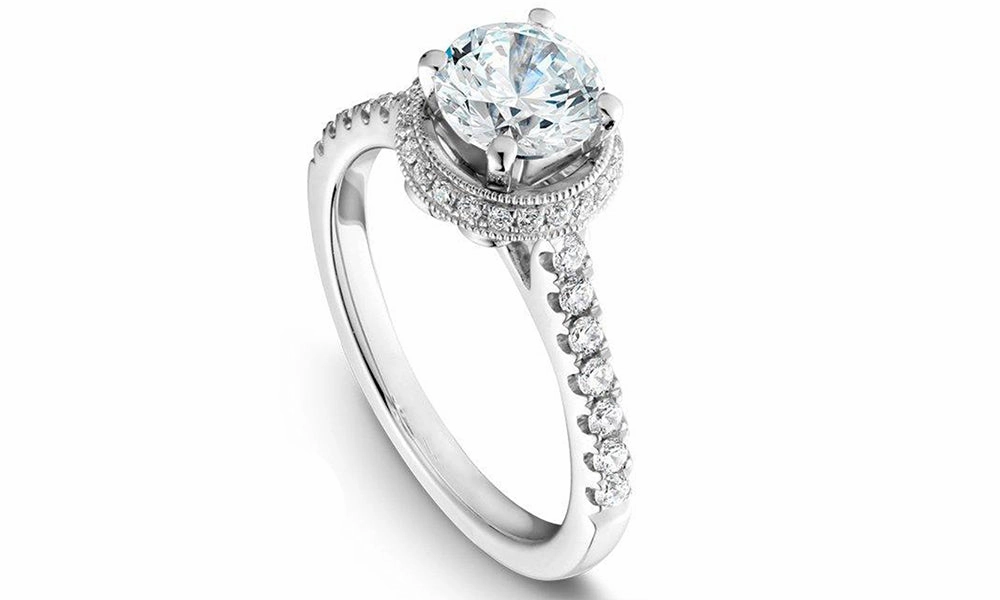 1 Ct Round Cut Diamond Halo Bridal Set Contemporary Decoration