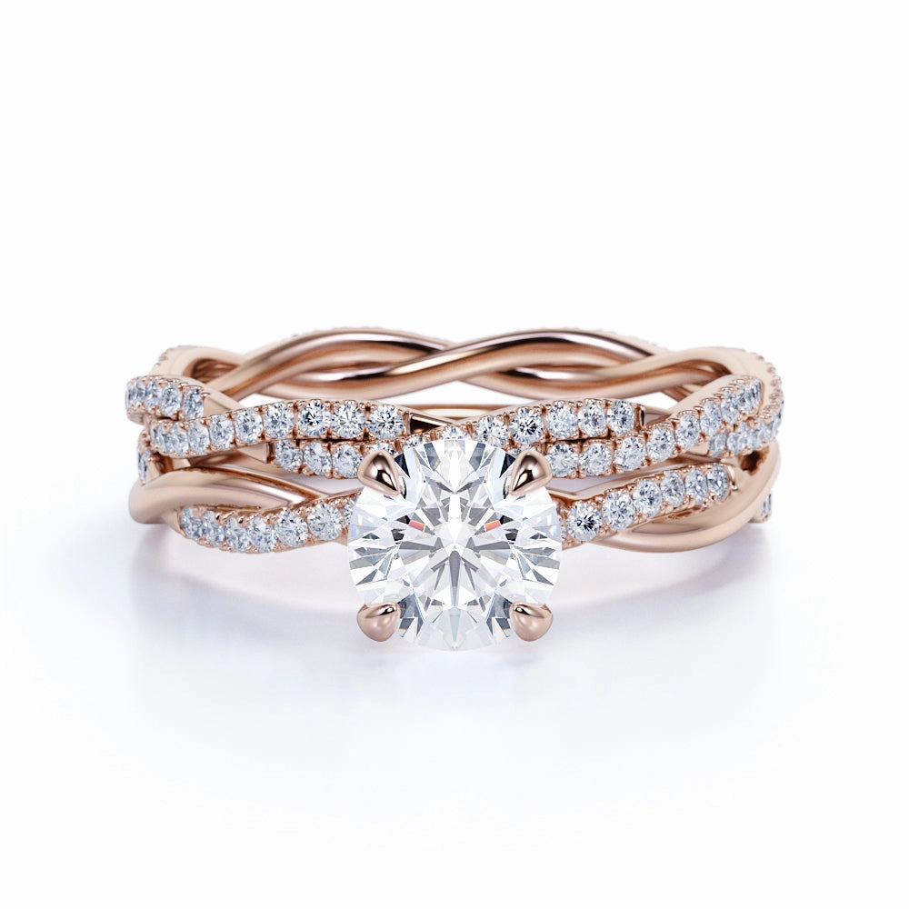 Premium Appearance 1 Ct Round Cut Diamond Infinity Wedding Ring Set