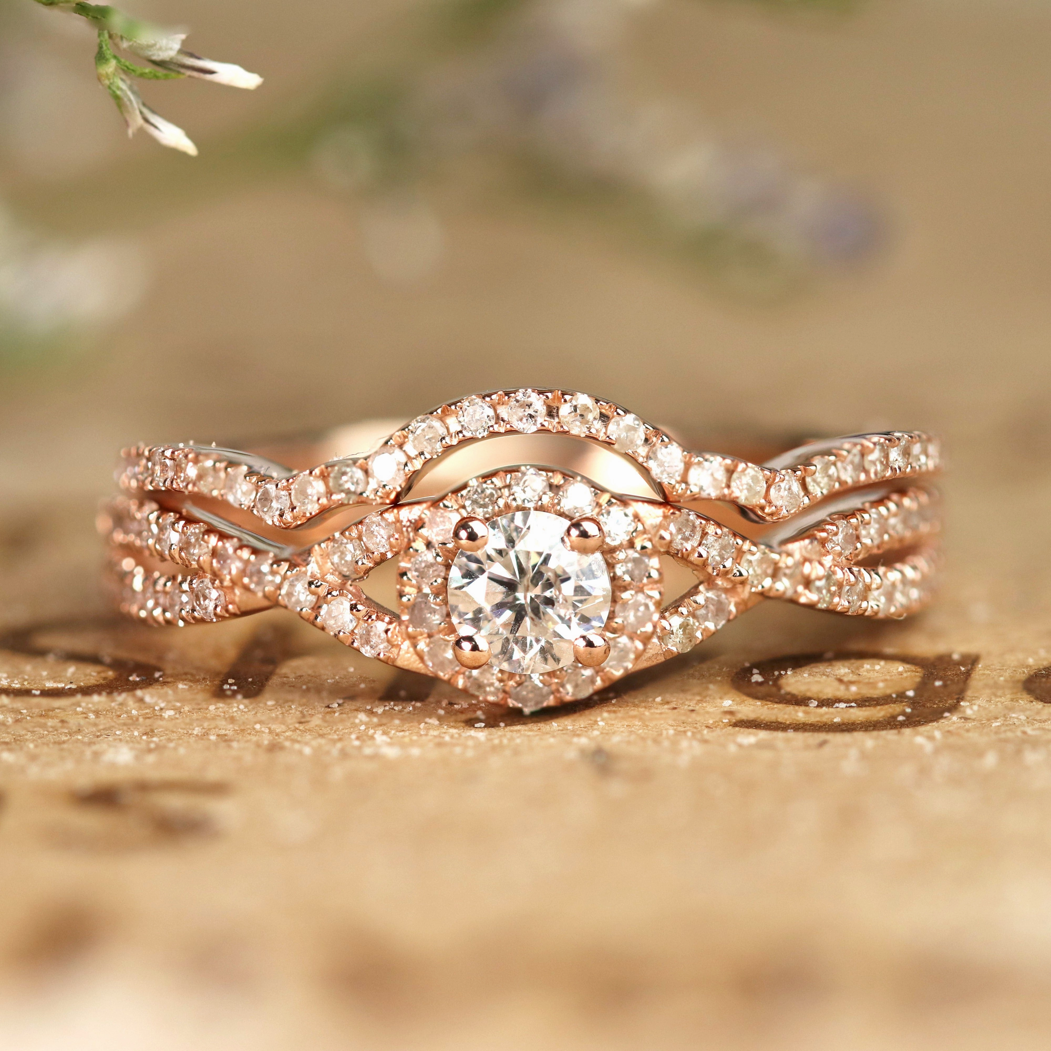 Millennium Style 1 Ct Round Cut Diamond Twist Wedding Ring Set