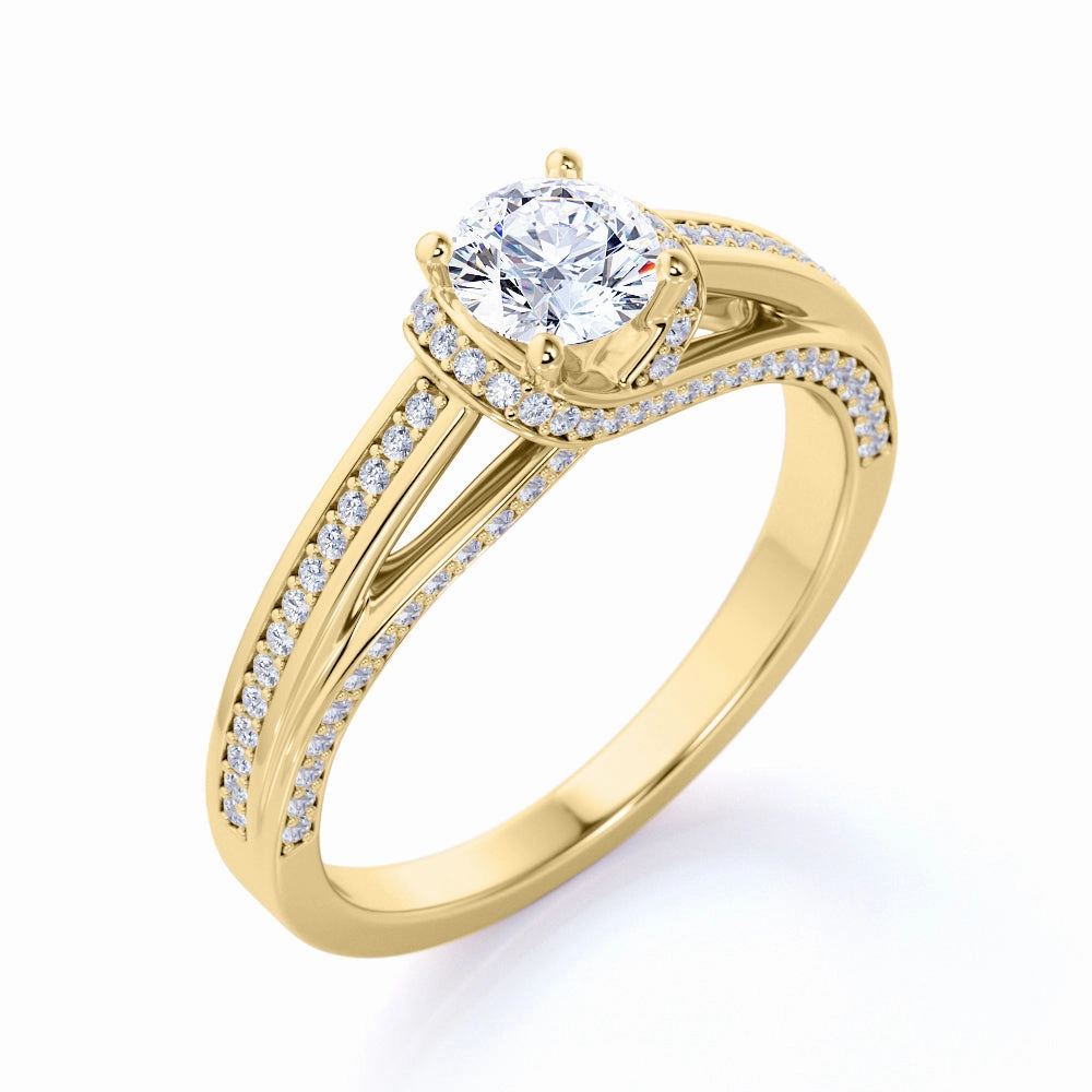 1 Ct Round Cut Diamond Vintage Engagement Ring Vintage Sign Glam Finish