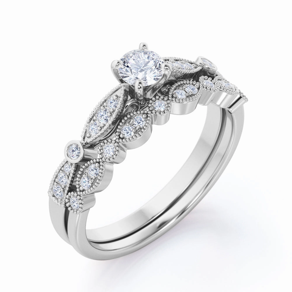 1 Ct Round Cut Diamond Vintage Wedding Ring Set Creative Spark