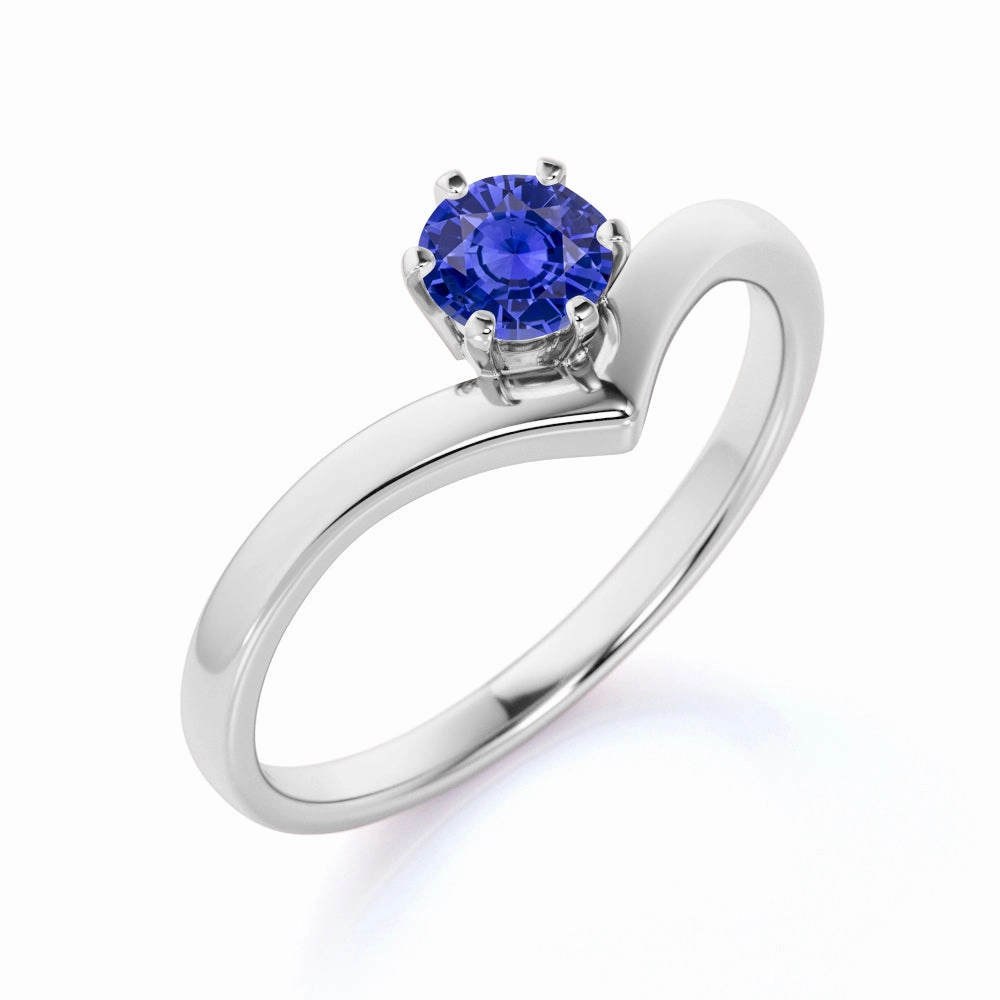 Timeless Design 1 Ct Round Cut Lab Sapphire Tiara Engagement Ring
