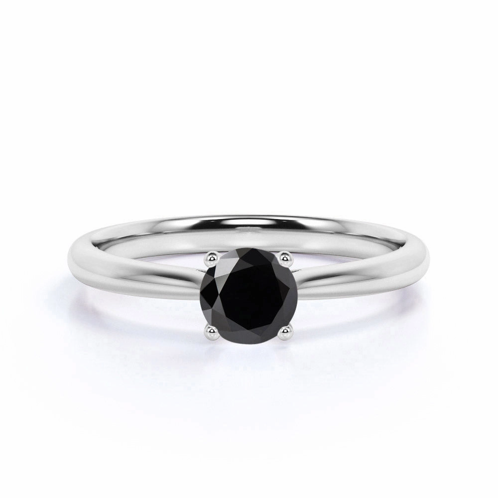 Weatherproof Layer Premium Article 1 ct Round Lab Black Diamond Solitaire Engagement Ring