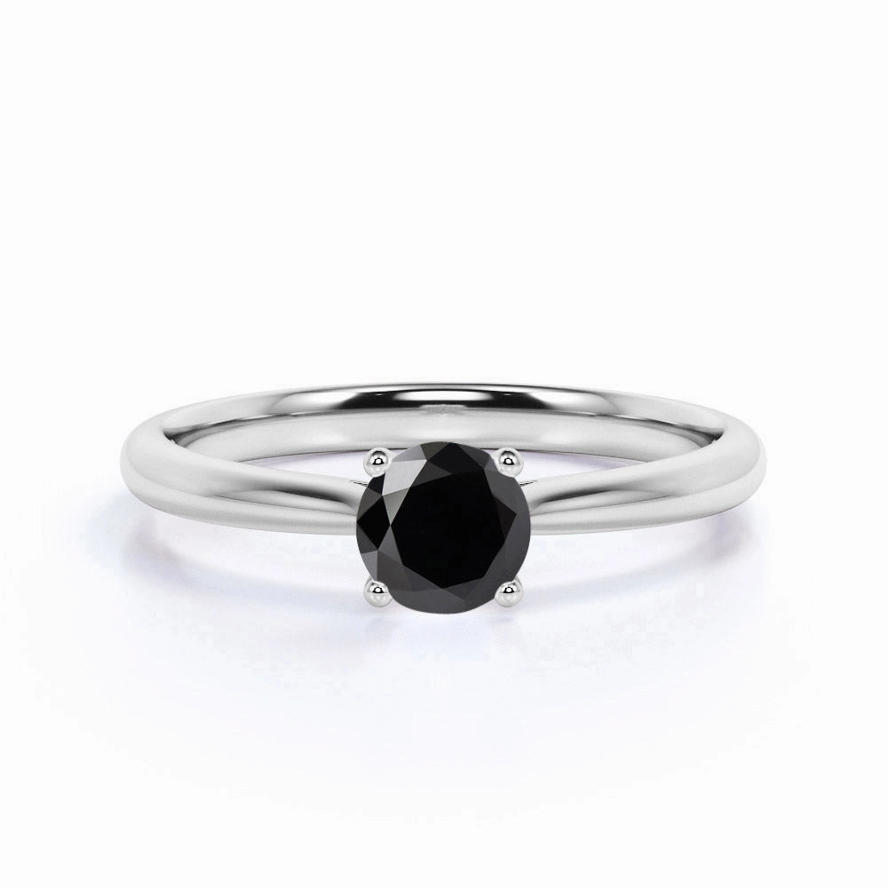 1 ct Round Lab Black Diamond Solitaire Engagement Ring Luxury Look Sentimental Accessory