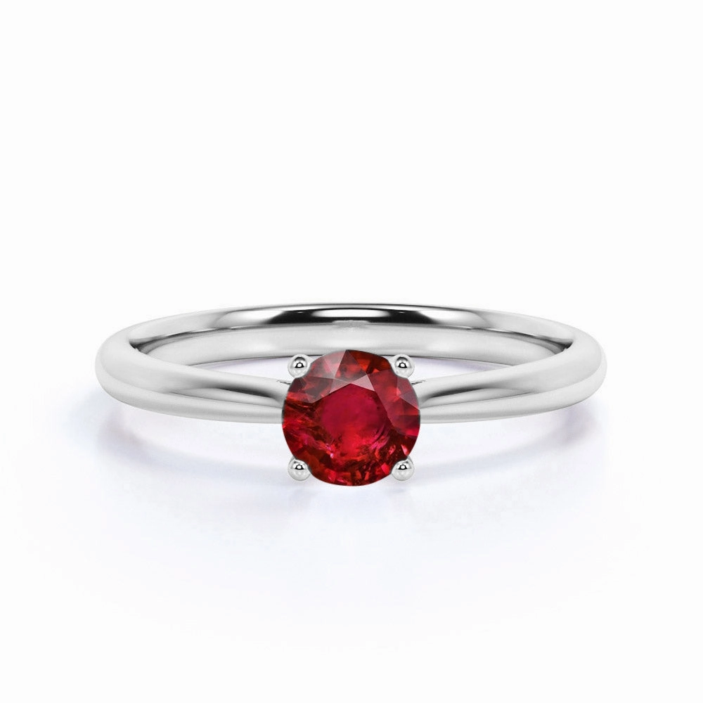 Affordable Symbol Premium Decoration 1 ct Round Lab-Created Ruby Solitaire Engagement Ring