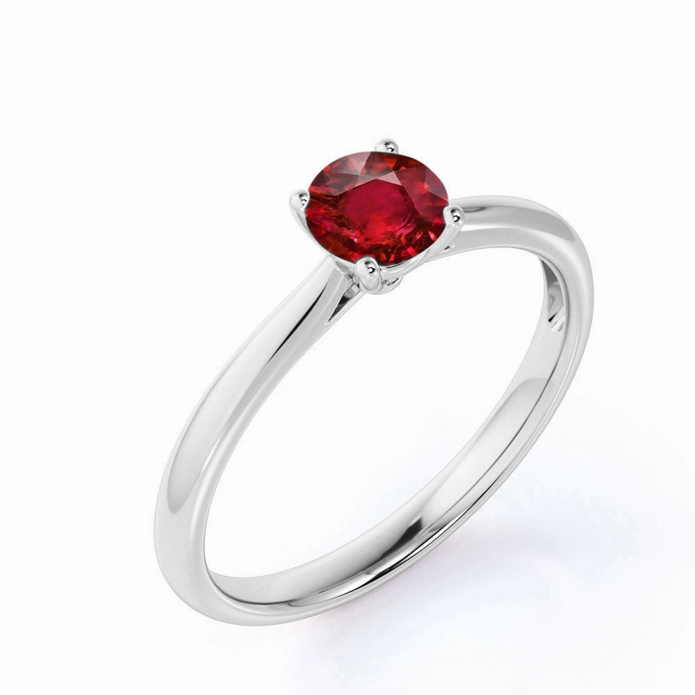 1 ct Round Lab-Created Ruby Solitaire Engagement Ring Glam Detail