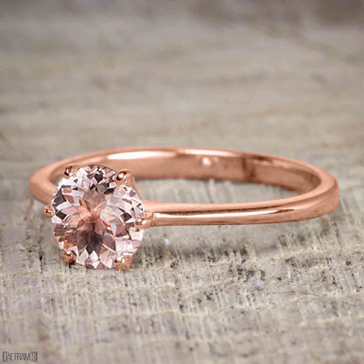 1 ct Round Morganite Solitaire Engagement Ring Cold resistant