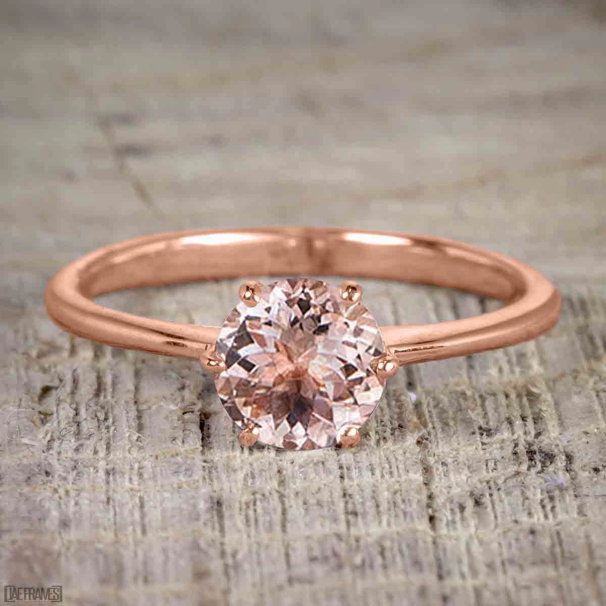 1 ct Round Morganite Solitaire Engagement Ring Bride Jewelry Formal Fashion