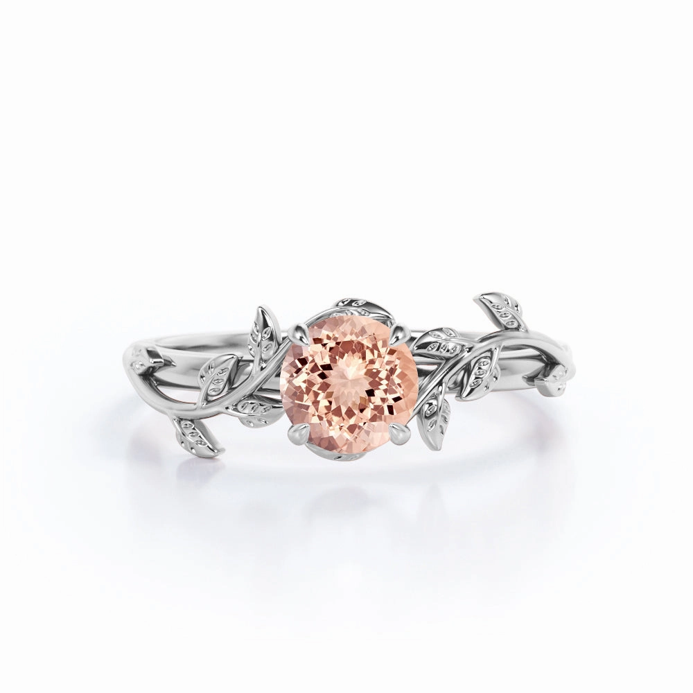 1 ct Round Morganite solitaire nature-inspired Engagement Ring Affordable Adornment City Style