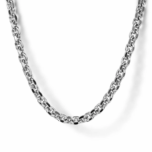 22" 925 Sterling Silver Solid Men's Link Chain Necklace Subtle Mood