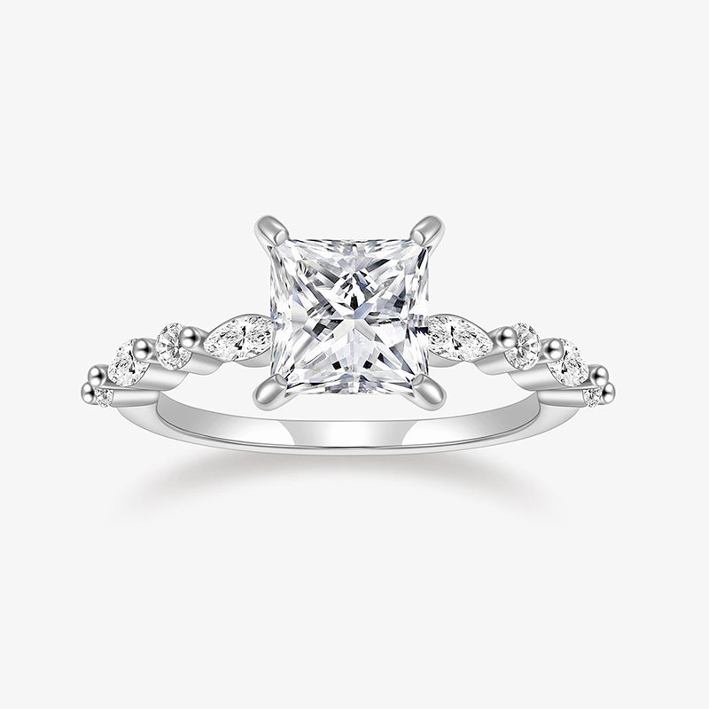 High-Quality Appearance Monogram Initial 2CT Princess Cut CZ Engagement Ring in 925 Sterling Silver