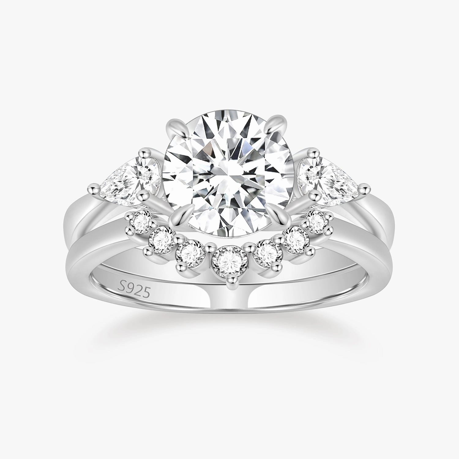 Value Gift Display Model 2CT Round Cut Cubic Zirconia Crown Engagement Ring Set