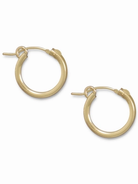 2x15mm Small Hoop Earrings 12k Yellow Gold-filled Click Close - Made in the USA Adorable Ornament Artistic Jewelry