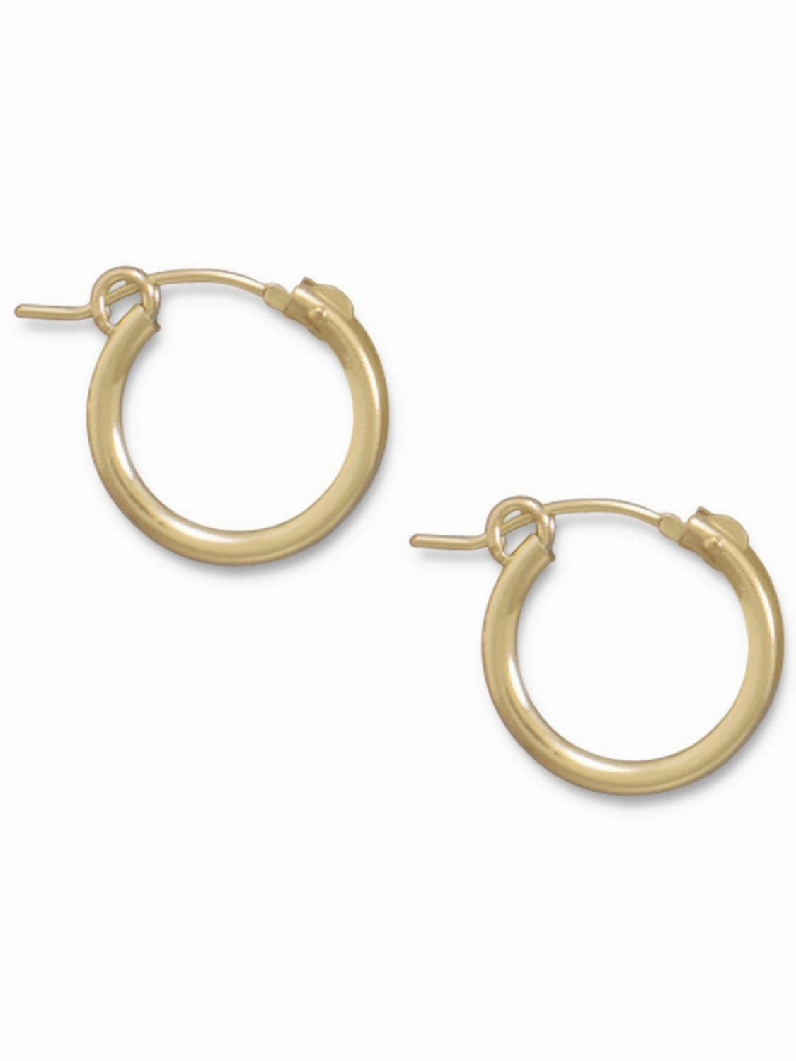 2x15mm Small Hoop Earrings 12k Yellow Gold-filled Click Close - Made in the USA Adorable Ornament Artistic Jewelry