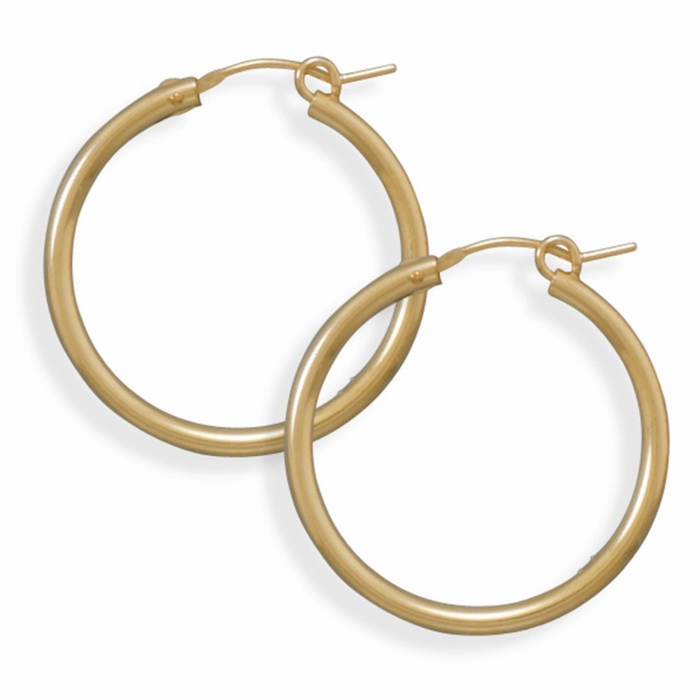 Striking Decoration 2x27mm Hoops Hoop Earrings 12k Yellow Gold-filled Click Close, Made in the USA