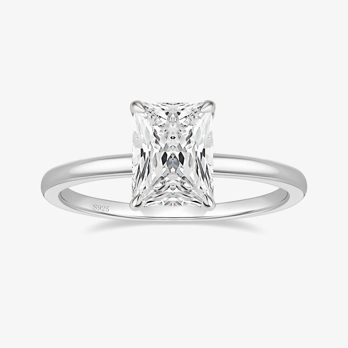 3CT S925 Radiant Cut Cubic Zirconia Engagement Ring Versatile Present Stylish Sign