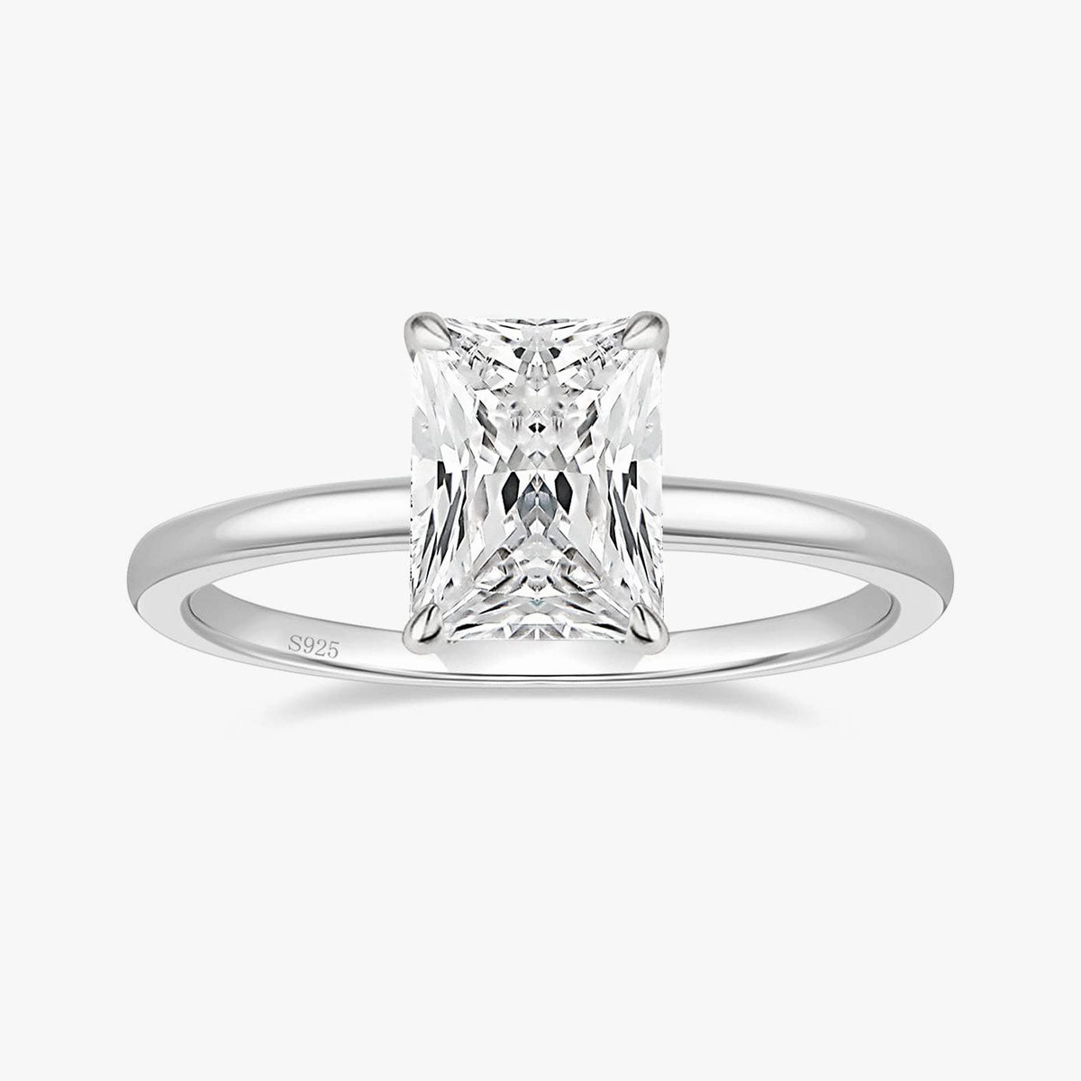 3CT S925 Radiant Cut Cubic Zirconia Engagement Ring Warm Gift