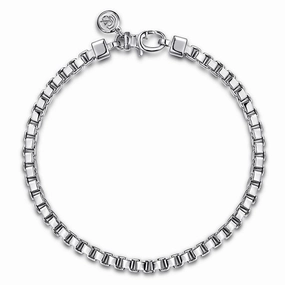 4mm 925 Sterling Silver Solid Mens Box Chain Bracelet Allure Edge Glittering Details