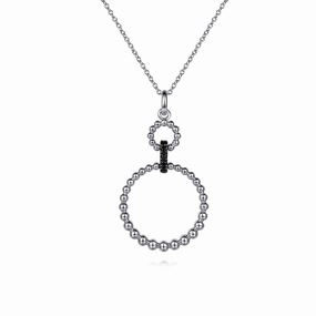 925 Sterling Silver Black Spinel Bujukan Link Drop Necklace Vivid Detail Finest Style