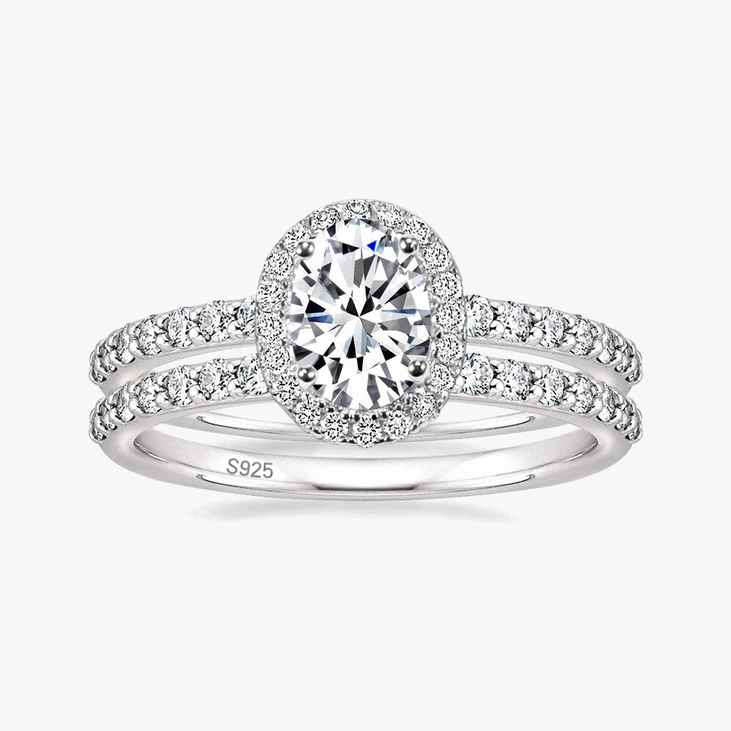925 Sterling Silver Brilliant Oval Cubic Zirconia Promise Ring Durable Material Simple Detail