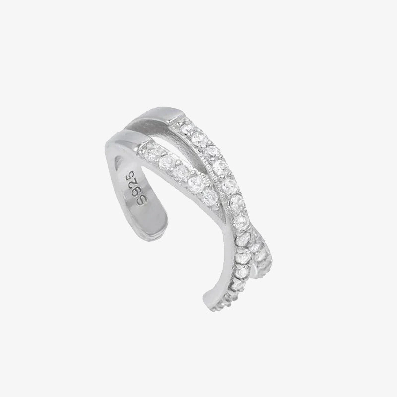 Dainty Ornament 925 Sterling Silver Crossed Micro-glitter Ear Clips