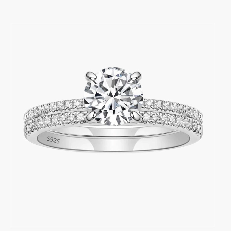Affordable Style Star Product 925 Sterling Silver Double Round Engagement Ring Sets