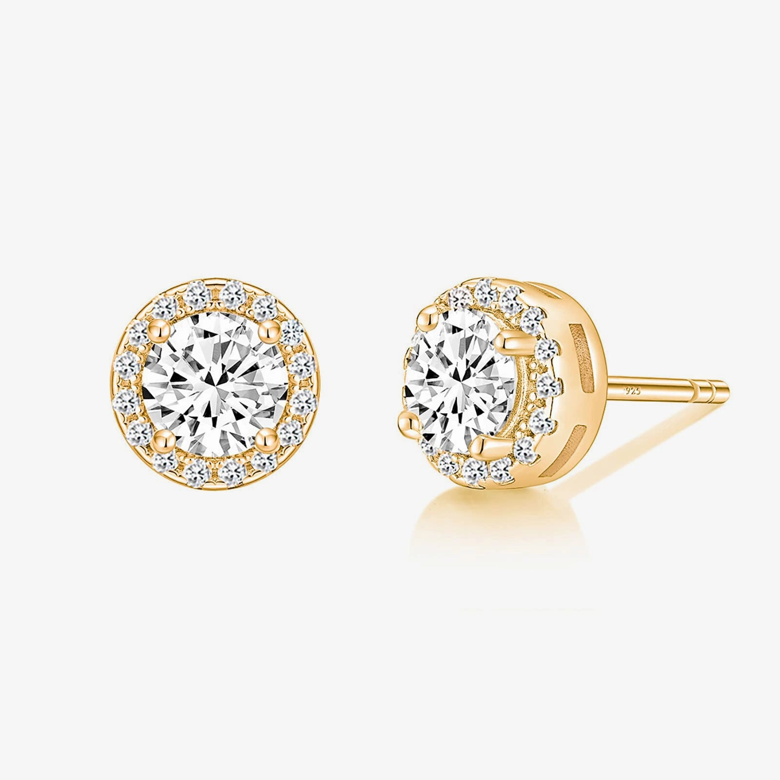925 Sterling Silver Round Cut Solitaire Stud Earrings Radiant Essential